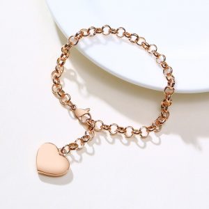 Heart Charm Customizable Rose-Gold Bracelet