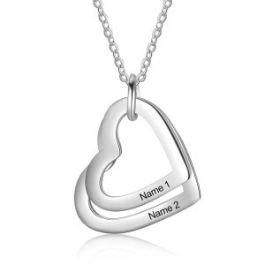 Personalised 2-Names Hearts Necklace