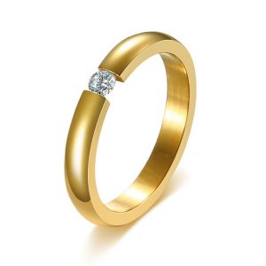 Solitaire Cubic Zircon Ring-Gold-Plated