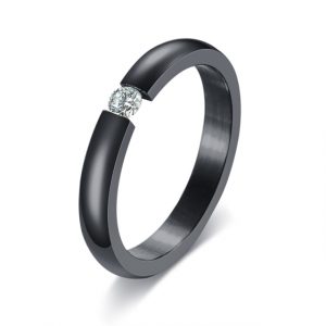 Solitaire Cubic Zircon Ring-Black