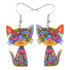 Cat Acrylic Drop-Earrings Multicolour