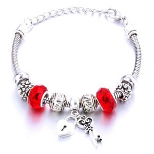 Key-Lock Charm Bracelet Red