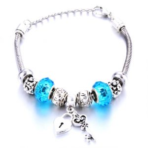 Key-Lock Charm Bracelet Blue