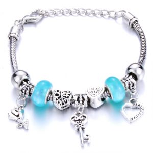 Love-Key Charm Bracelet Blue