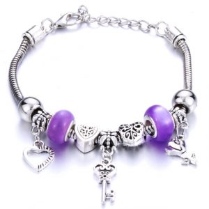 Love-Key Charm Bracelet Purple