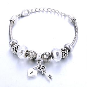 Key-Lock Charm Bracelet White