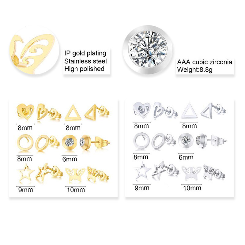 Gold-Silver Multi Studs 12Pk