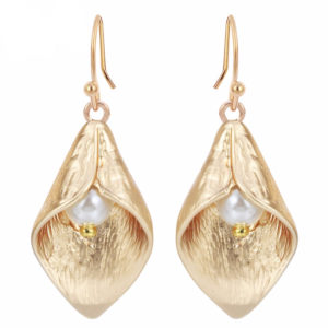 Lily Flower Design Drop Earrings