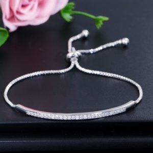Adjustable Silver Zircons Bracelet