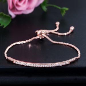 Adjustable Rose-Gold Zircons Bracelet