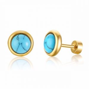 Gold-Blue Exotic Shell Stud Earrings