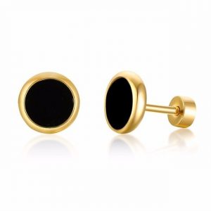 Gold-Black Exotic Shell Stud Earrings