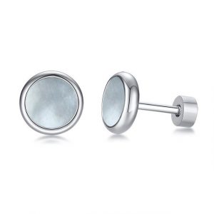 Silver-White Exotic Shell Stud Earrings