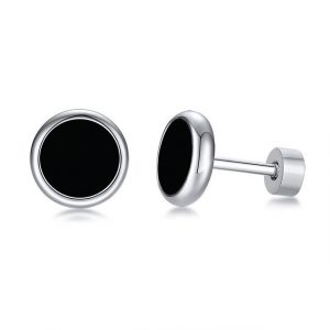 Silver-Black Exotic Shell Stud Earrings