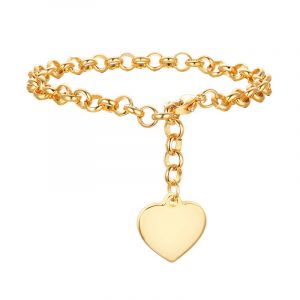 Heart Charm Customizable Gold-Colour Bracelet