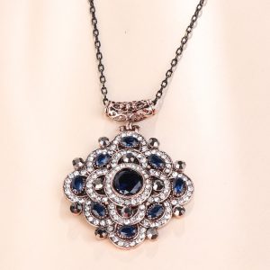 Blue Crystal Flower Necklace