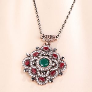 Multicolour Crystal Flower Necklace