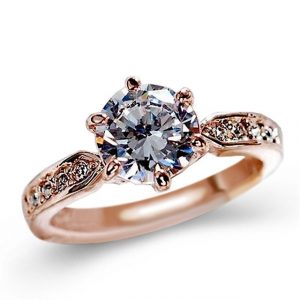 Rose-Gold Zircon Round Ring