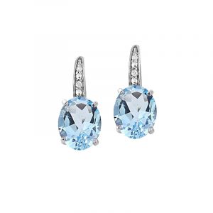 Sea-Blue Silver Sapphire Gemstone Earrings
