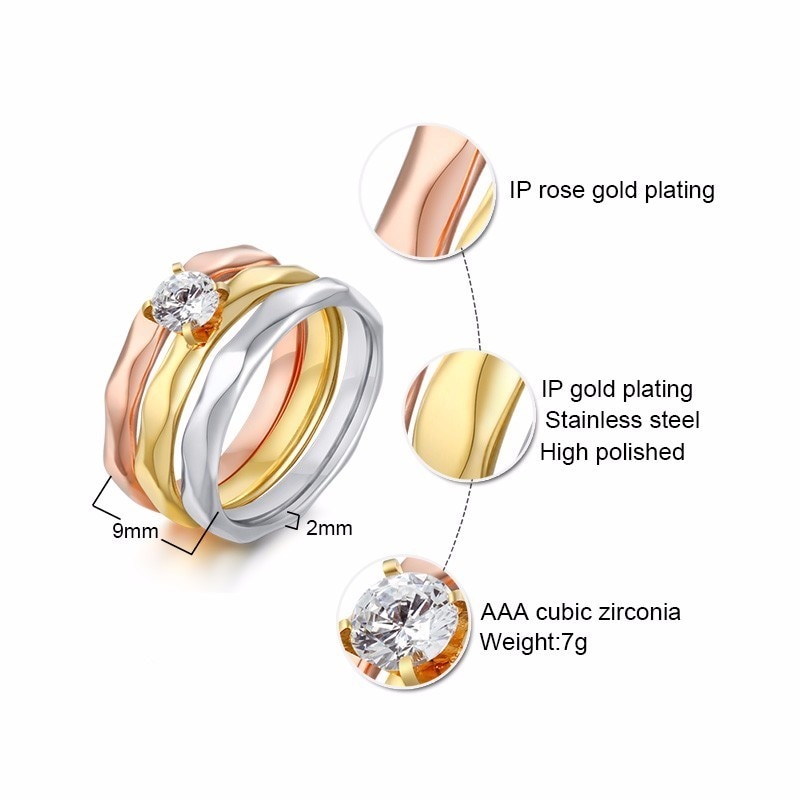 Snoopscollection Jewellery Gold Plated Cubic Zirconia Stack Rings 23