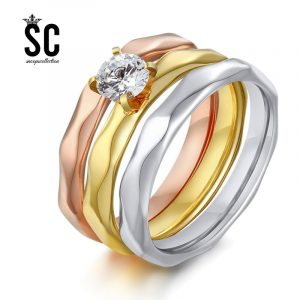 Gold-Plated Cubic Zirconia Stack Rings