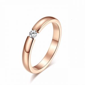 Solitaire Cubic-Zircon Ring Rose-Gold