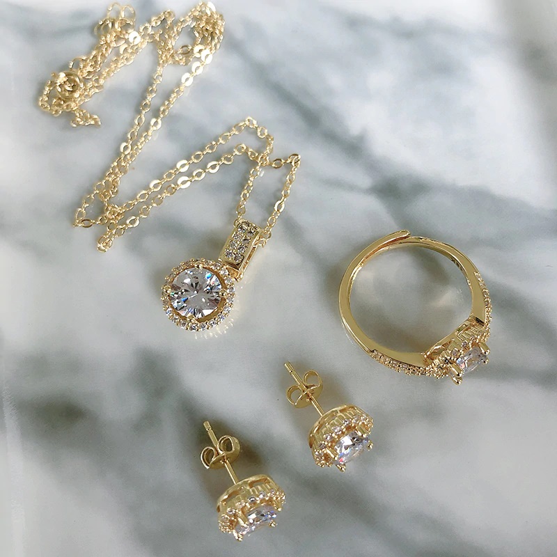 18K Gold-Plated Zircon Jewellery-Set - Image 4