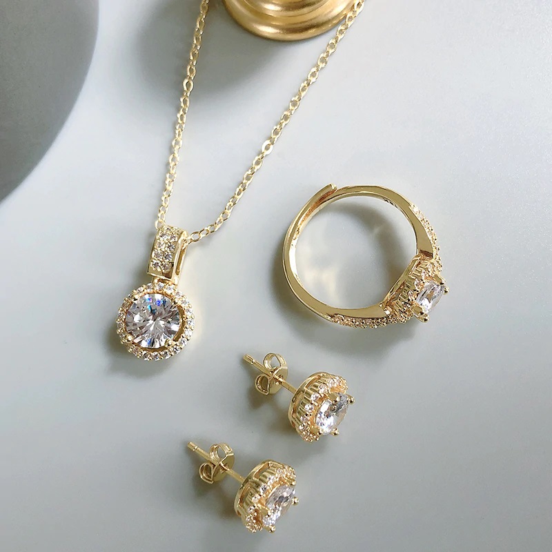 18K Gold-Plated Zircon Jewellery-Set - Image 3