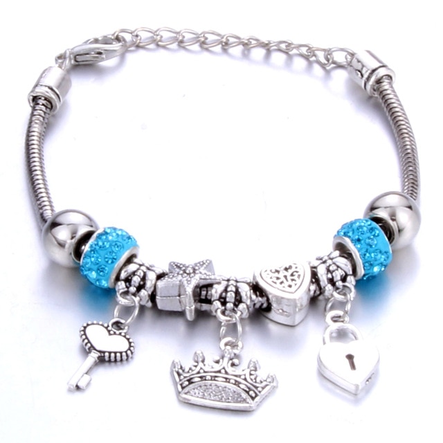 Crown Charm Bracelet Blue