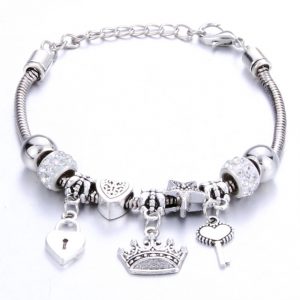 Crown Charm Bracelet White