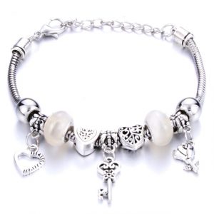 Love-Key Charm Bracelet White