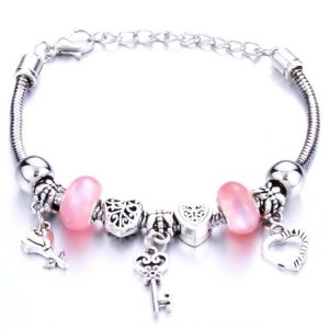 Love-Key Charm Bracelet Pink