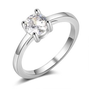 Square Cubic-Zirconia Engagement Ring