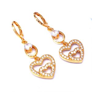 Heart Gold-Plated Cubic-Zirconia Earrings