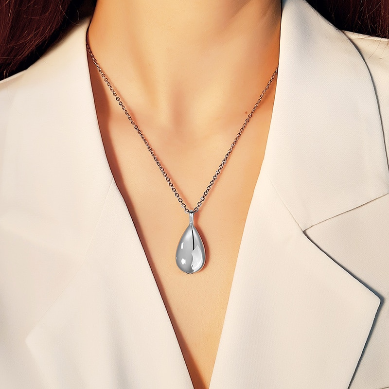 Personalised Waterdrop Pendant Steel-Colour - Image 3