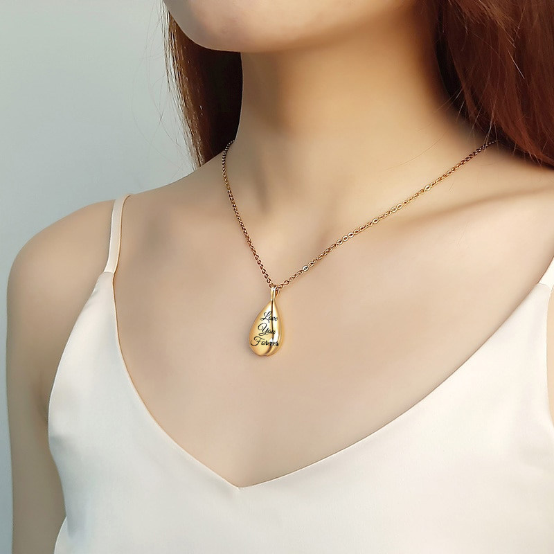 Personalised Waterdrop Pendant Gold-Colour - Image 2