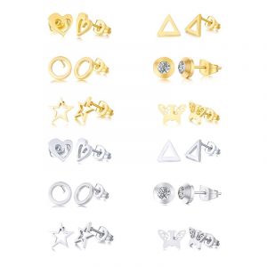 Gold-Silver Multi Studs 12Pk